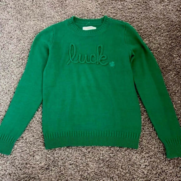 ‼️DONATING‼️ NWOT LOFT Vibrant Green “Luck” Knit Sweater - Picture 2 of 6